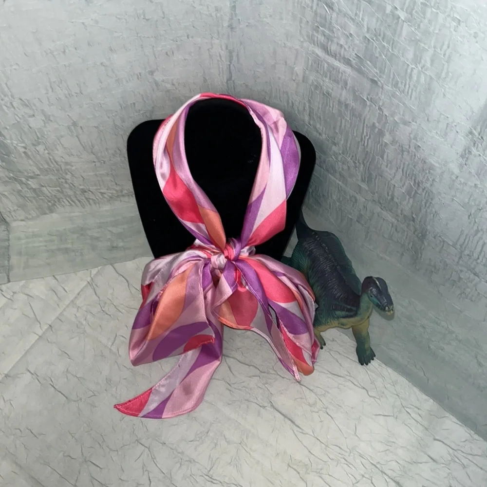 Vintage Pinks and Purples Wavy Asymmetrical Neck Tie Scarf